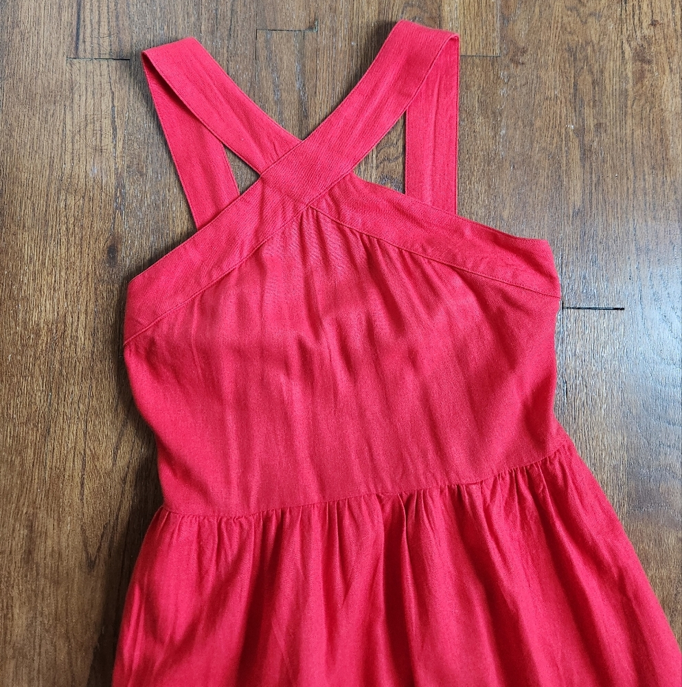 Red Cross-Back Dress